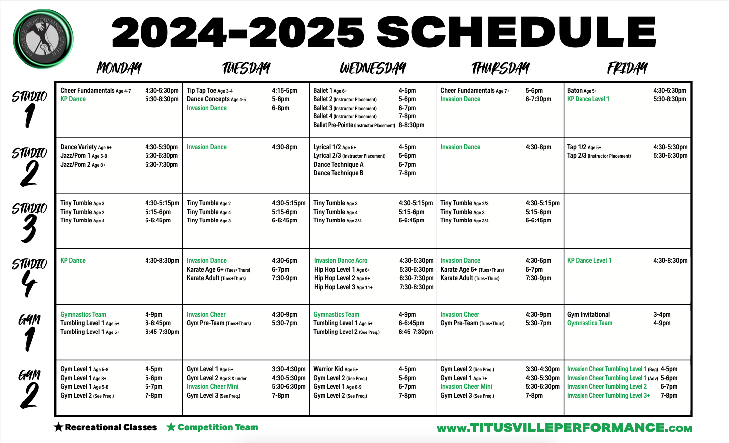 Fall Schedule Titusville Performance Center fall-schedule-titusville-performance-center